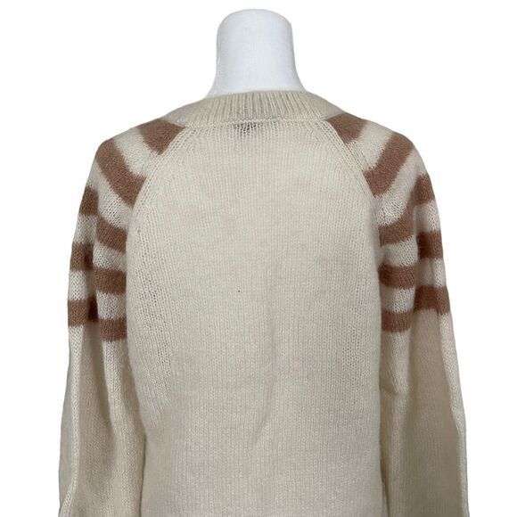 & Other Stories Small Sweater Vneck Striped Wool Mohair Ivory Brown - Picture 10 of 10